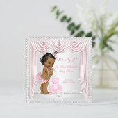 甘い女の子の赤ちゃんシャワーピンクサテンエスニック 招待状 (スタンド正面)