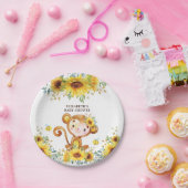 甘い女の子サルのひまわりの赤ん坊が野生の子にシャワー ペーパープレート (パーティー)