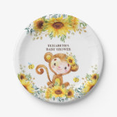 甘い女の子サルのひまわりの赤ん坊が野生の子にシャワー ペーパープレート (正面)