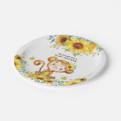甘い女の子サルのひまわりの赤ん坊が野生の子にシャワー ペーパープレート (アングル)