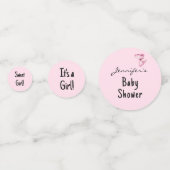 甘い女の子ピンク、水色ベビーシャワーテーブル コンフェッティ (正面)