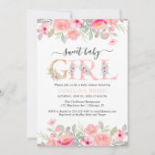 甘い女の子フローラベビーガールシャワー 招待状 (正面)