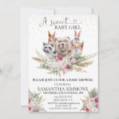 甘い女の子ボホシャワーウッドランドフォレスト動物 招待状 (正面)