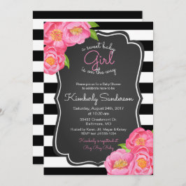 甘い女の赤ちゃんのチョークの花のシャワーの招待状 招待状