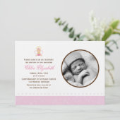 甘い女の赤ちゃんの写真の洗礼 招待状 (スタンド正面)