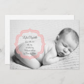 甘い女の赤ちゃんの誕生の発表 案内状 (正面/裏面)