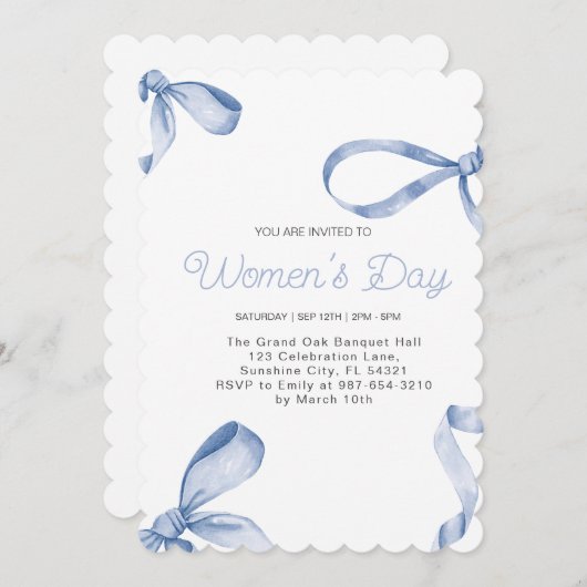 甘い女性の日ファンシー弓の歴史の月 招待状 (正面/裏面)