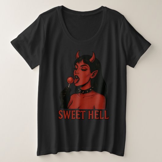 甘い奴が | ハロウィーン通りガラス プラスサイズTシャツ (デザイン正面)