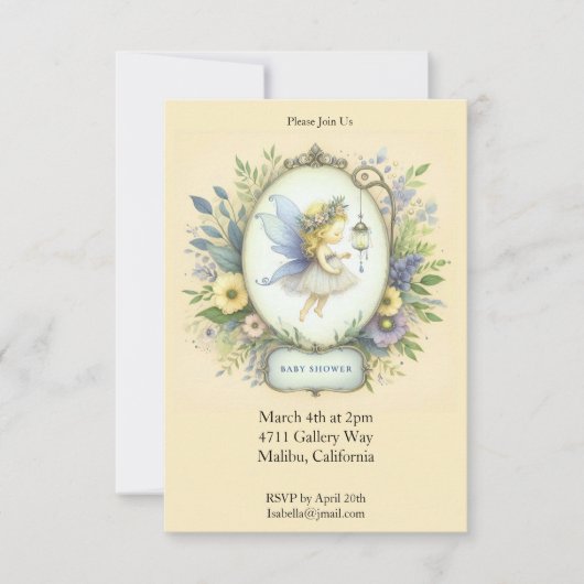 甘い妖精の赤ちゃんシャワー 招待状 (正面)