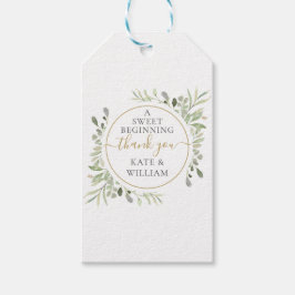 甘い始めの緑結婚の金ゴールド ギフトタグ