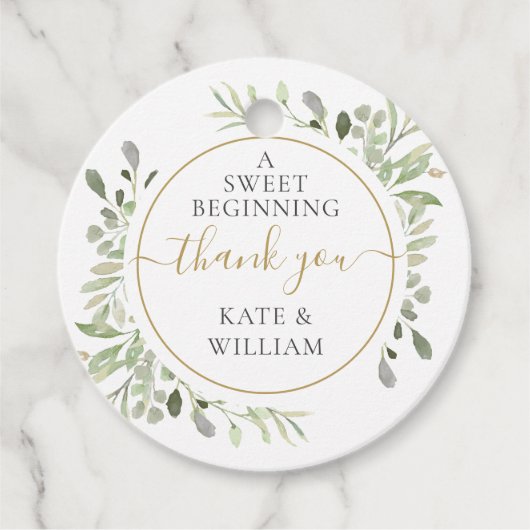 甘い始めの緑結婚の金ゴールド フェイバータグ (正面)