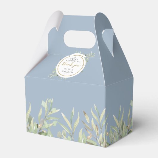 甘い始めの金ゴールドほこりっぽい青結婚緑 フェイバーボックス (正面サイド)