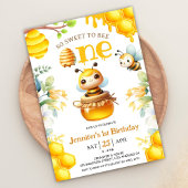 甘い子だ！1歳の誕生日ガールかわいいビー 招待状