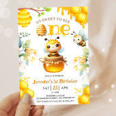 甘い子だ！1歳の誕生日ガールかわいいビー 招待状