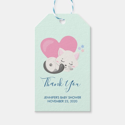 甘い子ネコがハートと寝る ギフトタグ (正面)