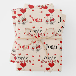 甘い子ネコが誕生日ウィッシュに名前を ラッピングペーパーシート