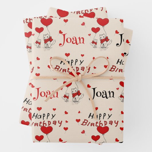 甘い子ネコが誕生日ウィッシュに名前を ラッピングペーパーシート (インサイチュ)
