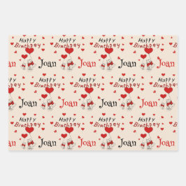 甘い子ネコが誕生日ウィッシュに名前を ラッピングペーパーシート