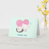 甘い子ネコと寝るハートありがとう カード (黄色い花)