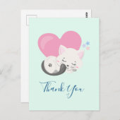 甘い子ネコと寝るハートありがとう ポストカード (正面/裏面)