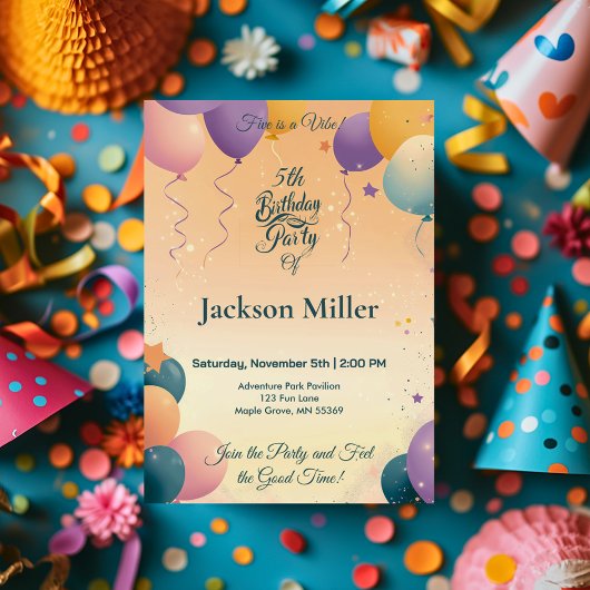 甘い子犬とカスタマイズ可能なバルーン誕生日 招待状