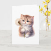 甘い子猫とデイジー – 愛らしいあいさつ空白のき カード (黄色い花)