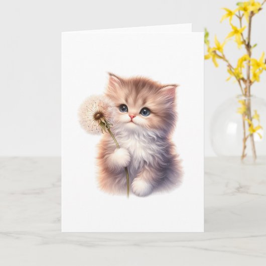甘い子猫とデイジー – 愛らしいあいさつ空白のき カード (黄色い花)