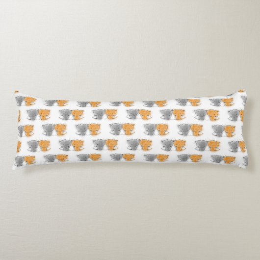 甘い子猫パターンオレンジとグレーの猫ちゃん ボディピロー (正面)