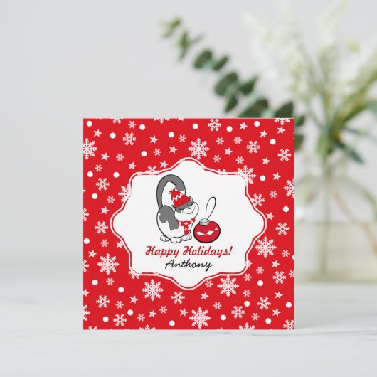 甘い子猫 |名前をカスタムするのクリスマスカード子供へ シーズンカード (スタンド正面)