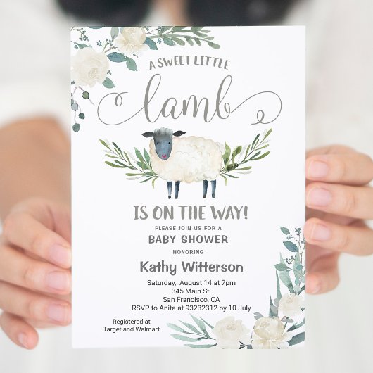 甘い子羊が赤ちゃんシャワーの途中にある 招待状