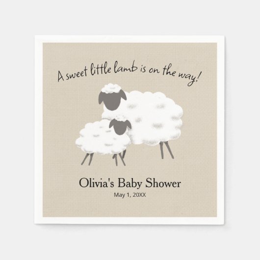 甘い子羊のベイシャワー スタンダードカクテルナプキン (正面)