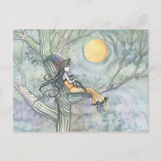 甘い孤独な魔女猫はがき ポストカード (正面)