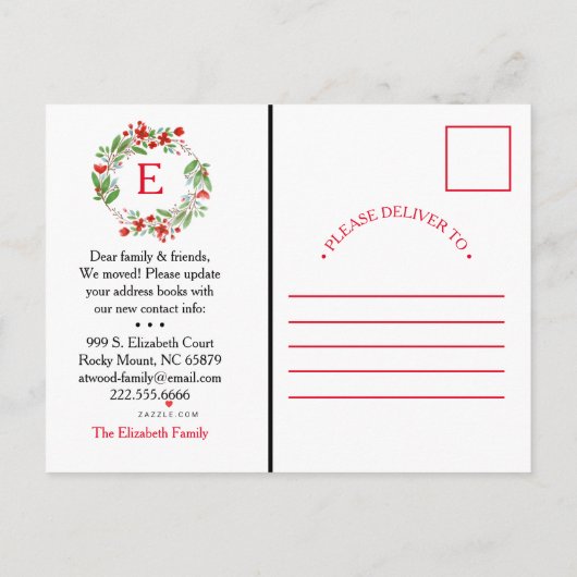 甘い家の新しい住所移動発表 案内ポストカード (裏面)