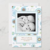 甘い対の男の子のアーガイル柄のな写真の誕生の発表 案内状 (裏面)