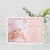 甘い対角線写真バプテスマ招待状 – ピンク 招待状 (スタンド正面)