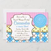 甘い専門店の棒つきキャンデーの誕生日のパーティの招待状 招待状 (正面)