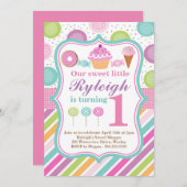 甘い専門店の誕生日のパーティの招待状 招待状 (正面/裏面)