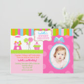 甘い専門店キャンデーの写真の誕生日のパーティの招待状 招待状 (スタンド正面)