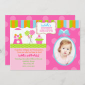甘い専門店キャンデーの写真の誕生日のパーティの招待状 招待状 (正面/裏面)