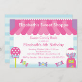 甘い専門店キャンデーの誕生日のパーティの招待状 招待状 (正面/裏面)