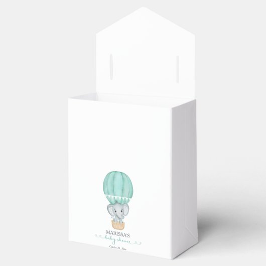 甘い小さいありがとう緑の象の赤ちゃんシャワー フェイバーボックス (オープン)