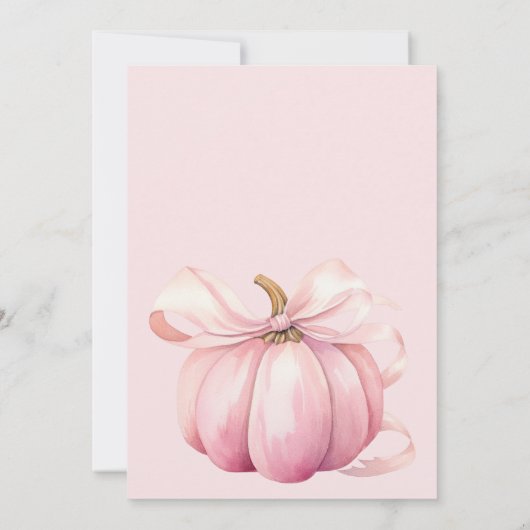 甘い小さなかぼちゃかわいいピンクの赤ちゃんシャワー 招待状 (裏面)