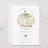 甘い小さなかぼちゃかわいい緑の赤ちゃんシャワー 招待状 (正面)