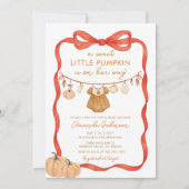 甘い小さなかぼちゃが赤ちゃんシャワーの途中にある 招待状 (正面)