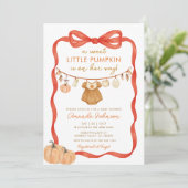 甘い小さなかぼちゃが赤ちゃんシャワーの途中にある 招待状 (スタンド正面)
