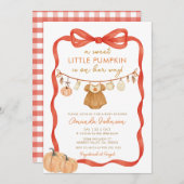 甘い小さなかぼちゃが赤ちゃんシャワーの途中にある 招待状 (正面/裏面)