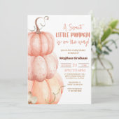 甘い小さなかぼちゃが道に出ている!赤ちゃんシャワー 招待状 (スタンド正面)