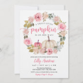 甘い小さなかぼちゃのベビーガールシャワー 招待状 (正面)