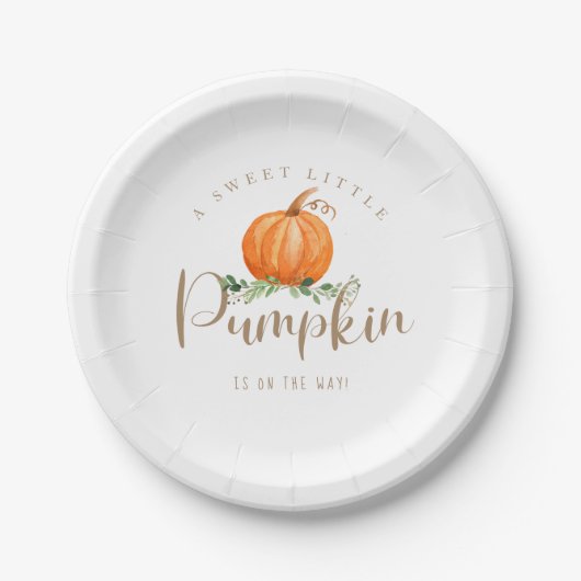 甘い小さなかぼちゃのベビーシャワープレート ペーパープレート (正面)