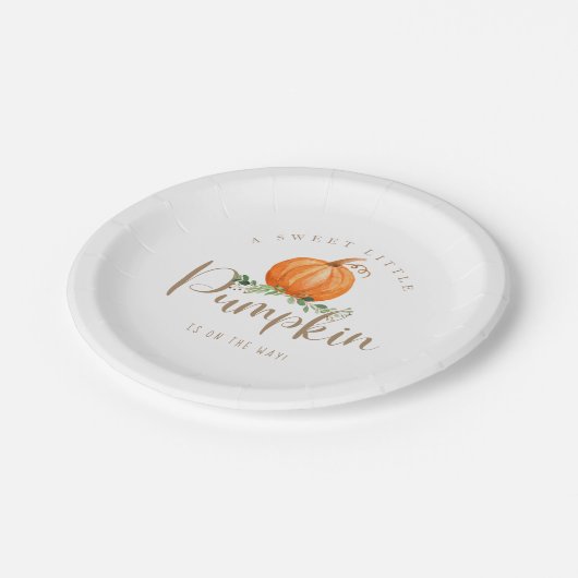 甘い小さなかぼちゃのベビーシャワープレート ペーパープレート (アングル)